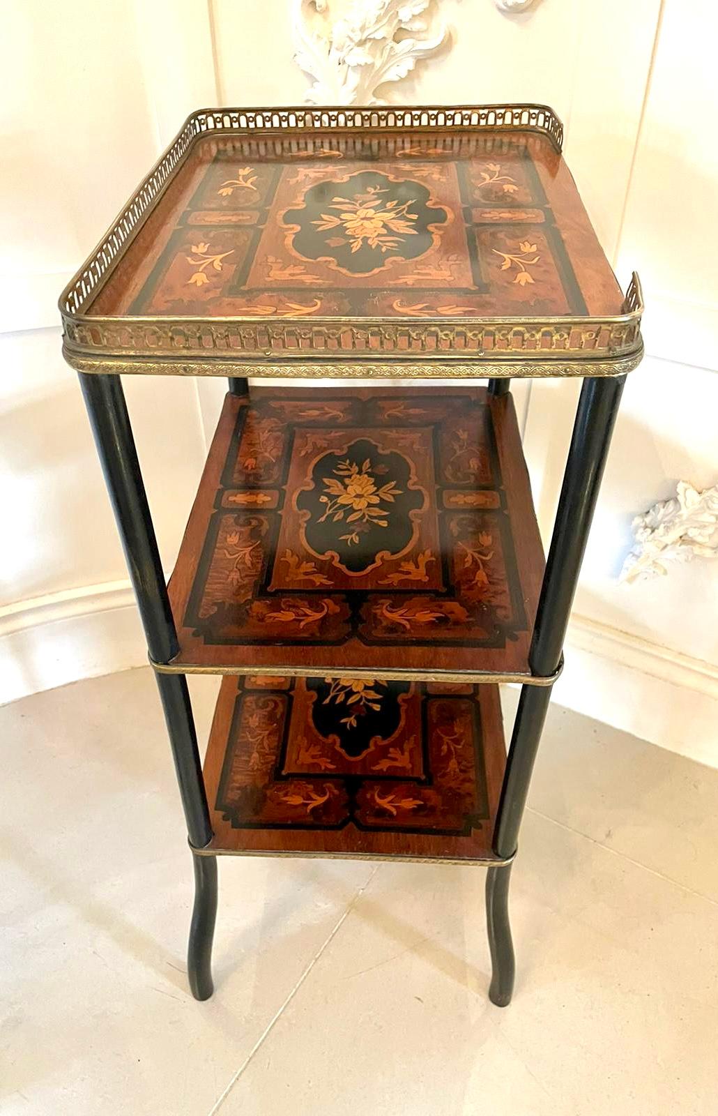 Antique Victorian French Marquetry Inlaid Etagere For Sale 2