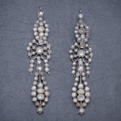 Antique Victorian French Paste Drop Earrings Silver