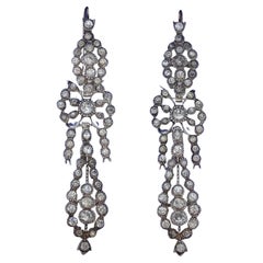 Retro Victorian French Paste Drop Earrings Silver