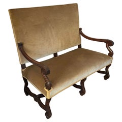 Antique Victorian French Quality Carved Walnut Settee