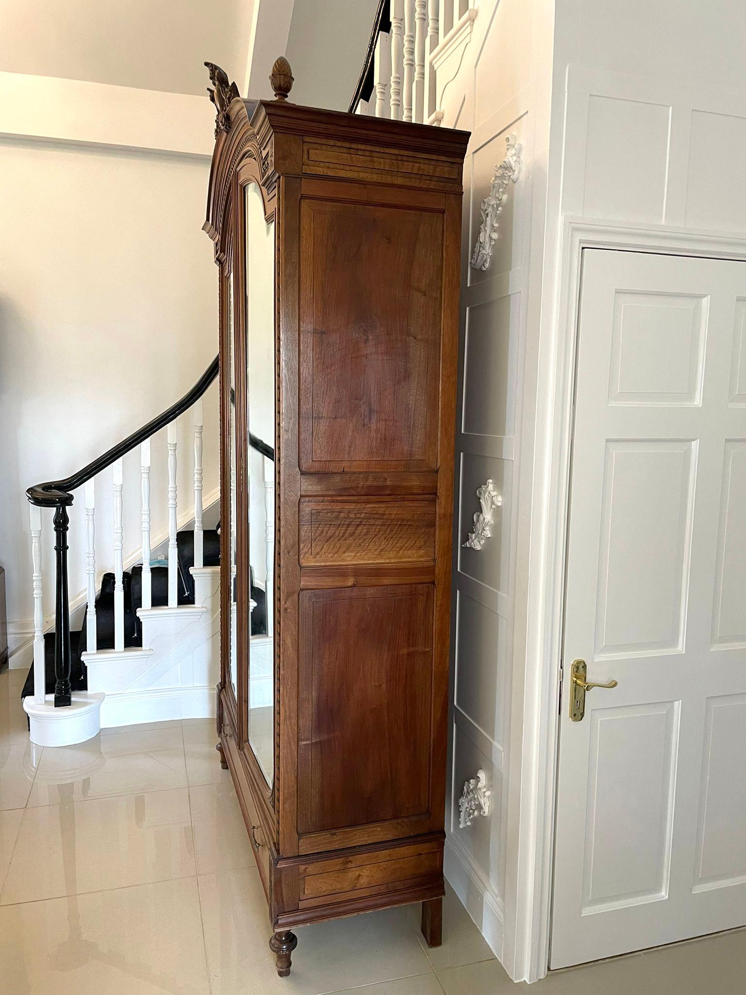 Late 19th Century Antique Victorian French Quality Carved Walnut Wardrobe 