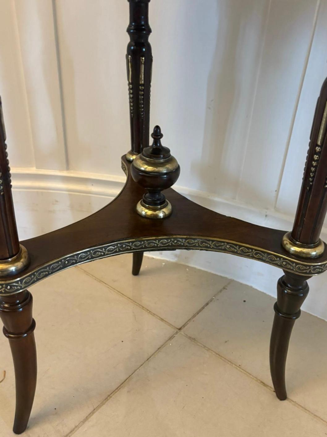 Antique Victorian French Quality Mahogany and Gilded Brass Marble Top Lamp Table For Sale 2