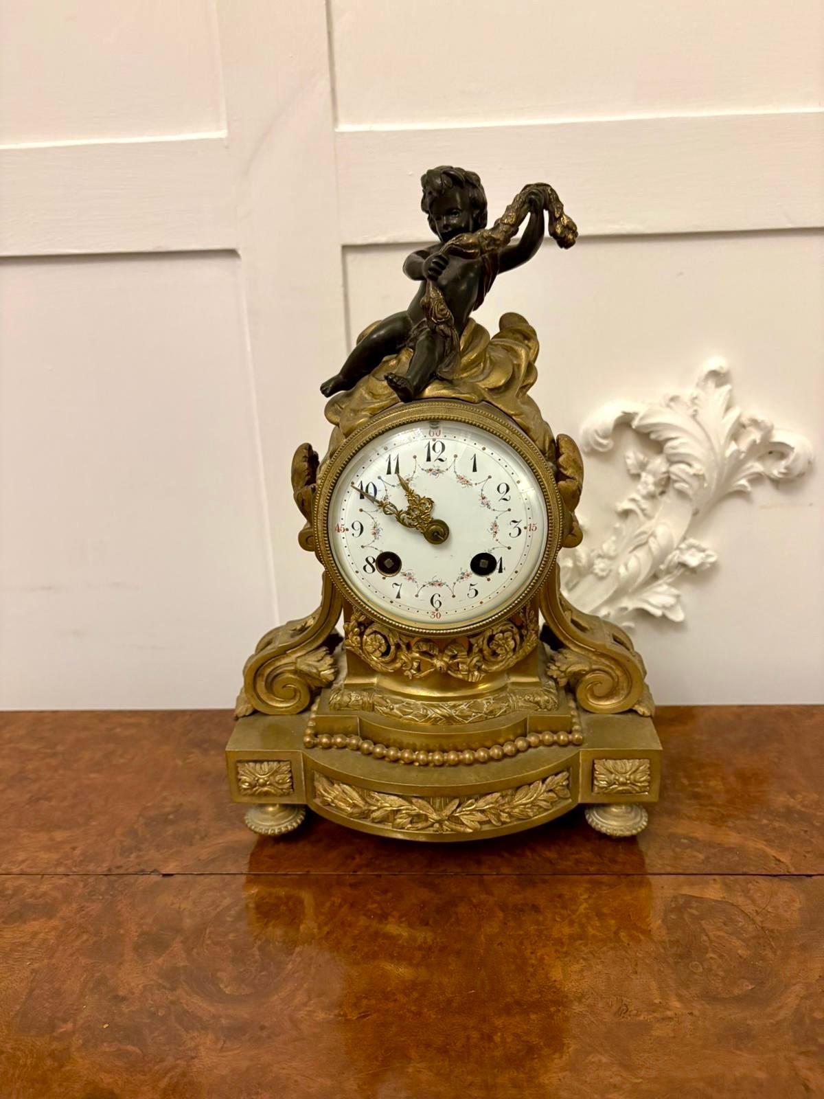 Antique Victorian French Quality Ornate Ormolu and Bronze Mantle Clock For Sale 6