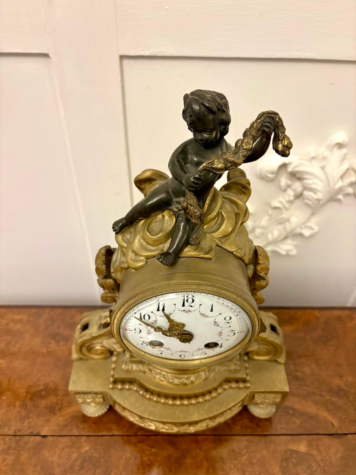 Antique Victorian French Quality Ornate Ormolu and Bronze Mantle Clock For Sale 2
