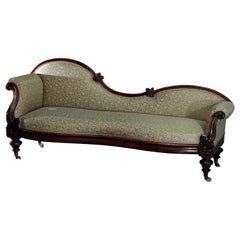 Antique Victorian French Rococo Carved Rosewood Upholstered Sofa, circa 1880