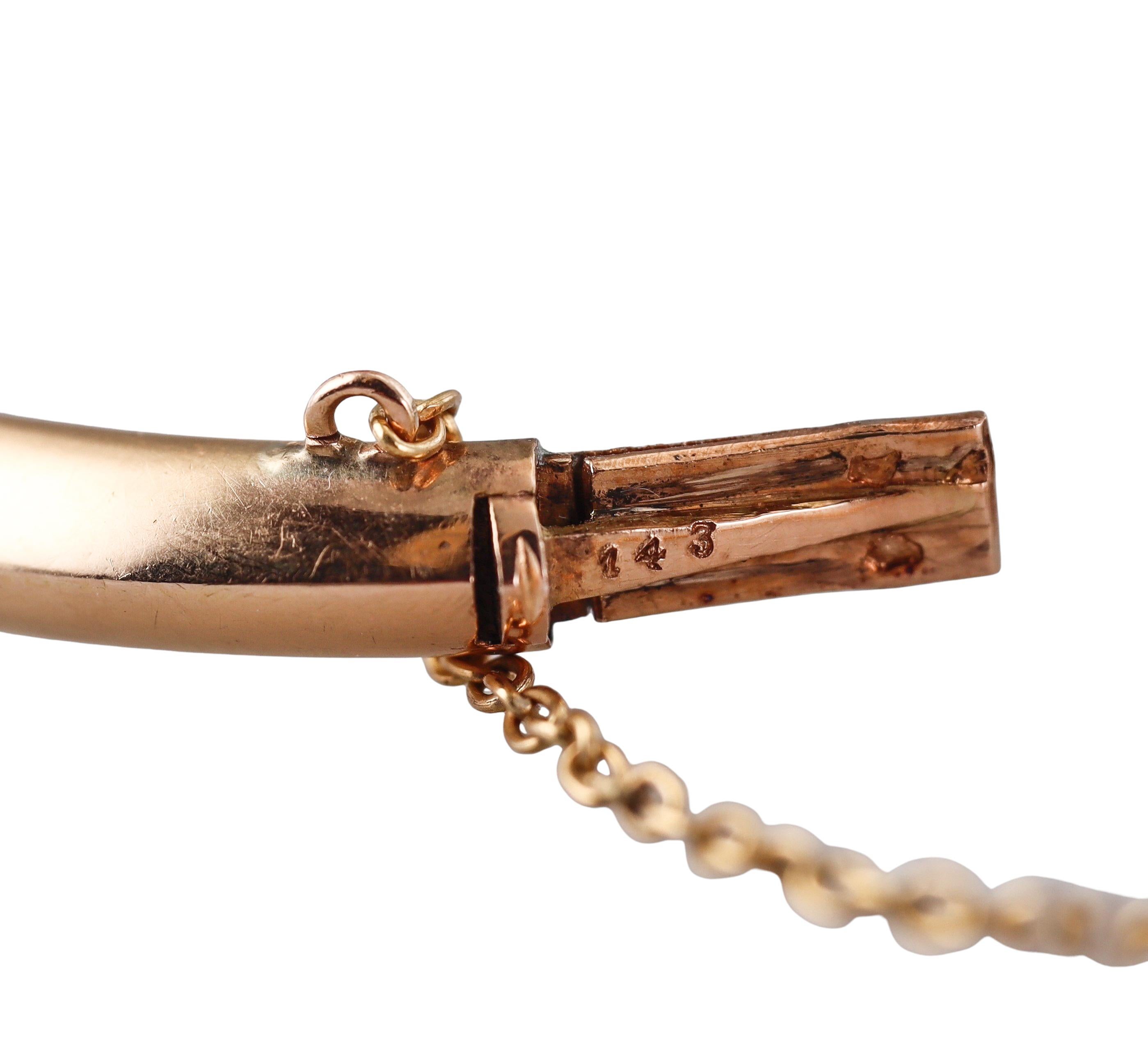 Antique Victorian French Rose Cut Diamond Gold Silver Bangle Bracelet For Sale 3