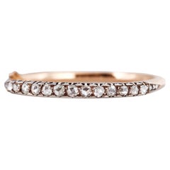Antique Victorian French Rose Cut Diamond Gold Silver Bangle Bracelet