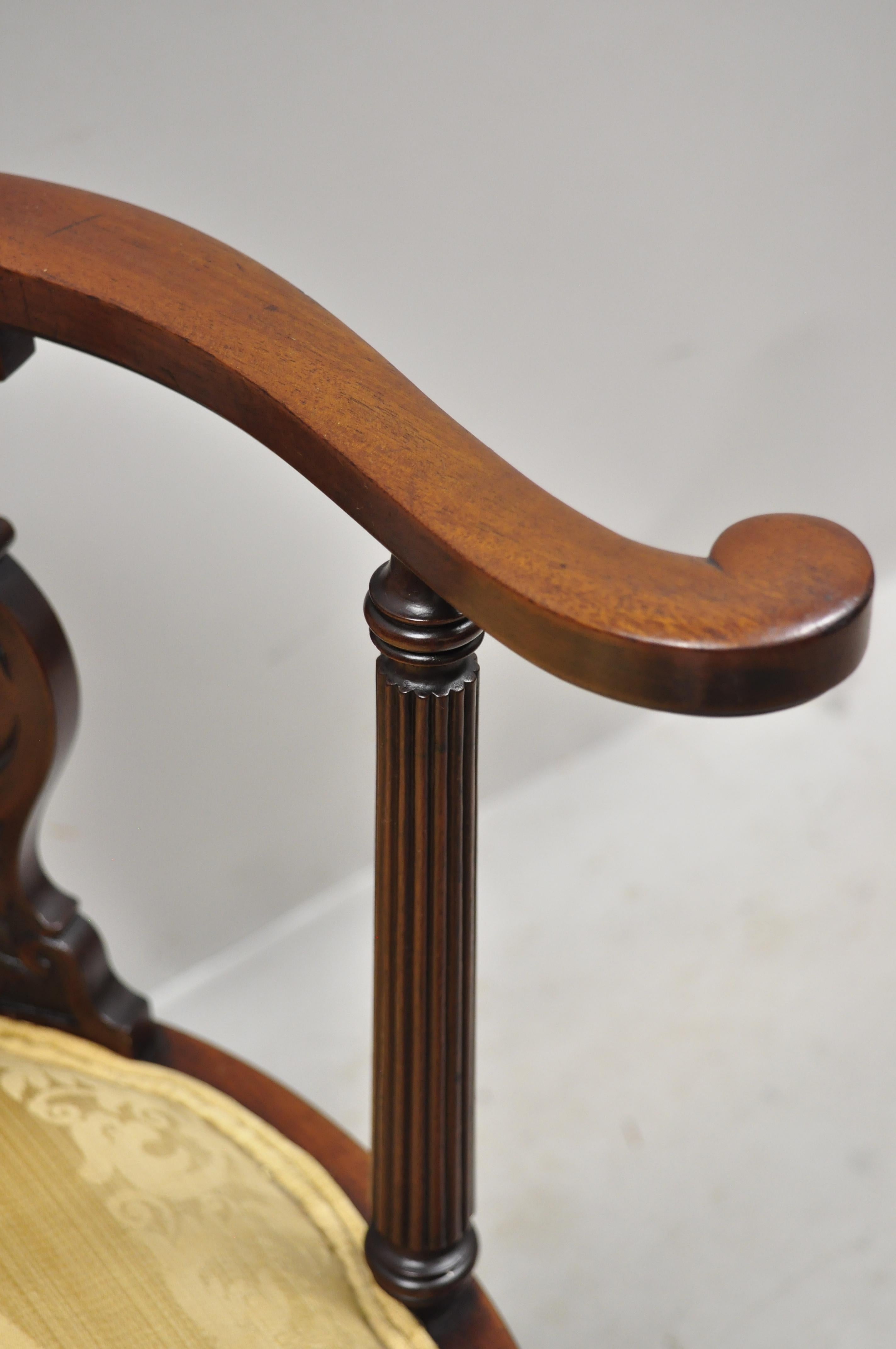 Ancienne chaise d'appoint de coiffeuse en acajou de style français victorien avec assise ronde Bon état - En vente à Philadelphia, PA