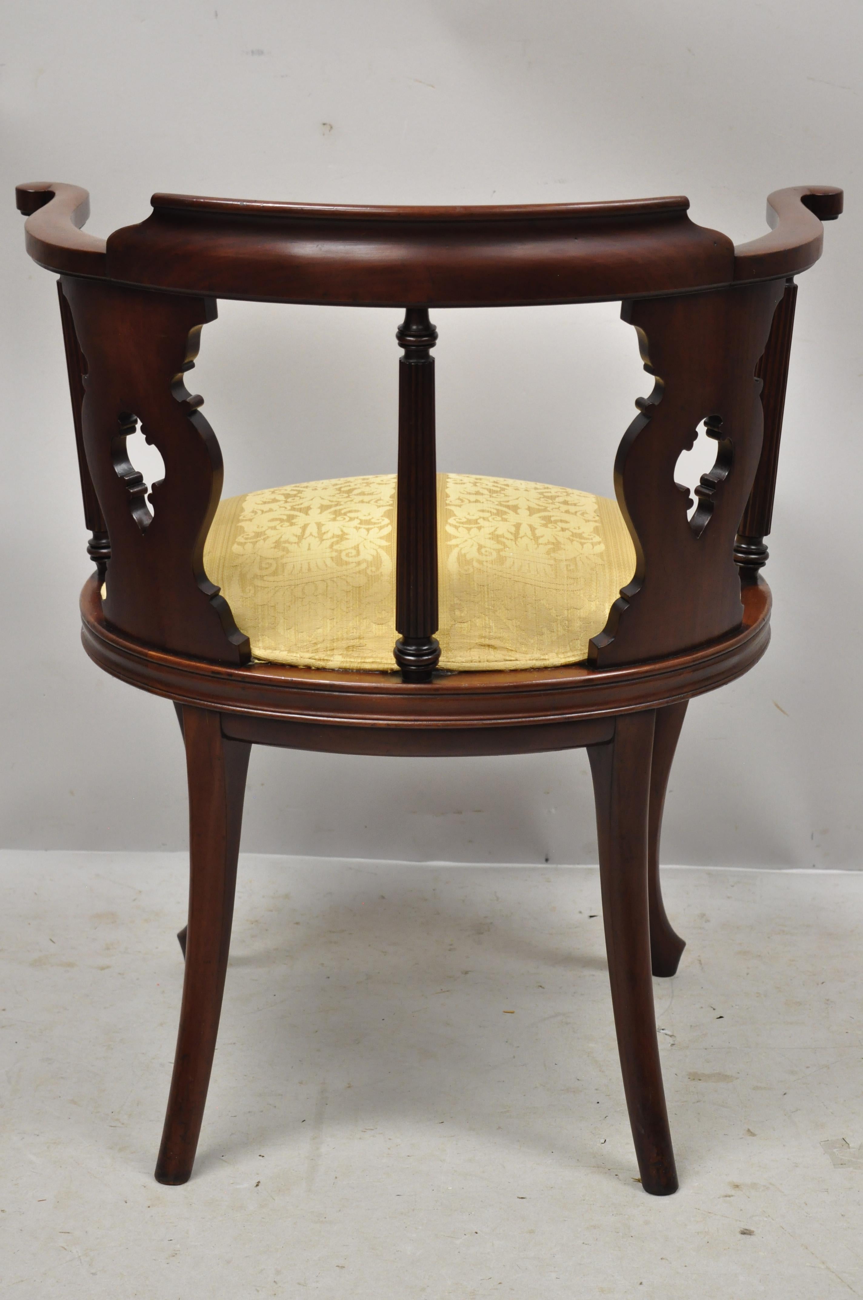 20th Century Antique Victorian French Style Mahogany Vanity Accent Side Chair with Round Seat