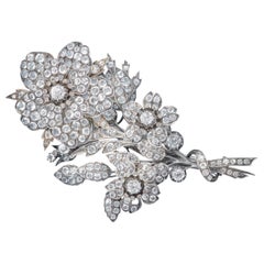 Antique Victorian French Trembler Flower Paste Stone Silver, circa 1900 Brooch
