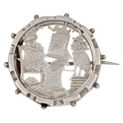 Antique Victorian Front Cover of Punch Magazine Silver Brooch Antique Victorian Front Cover of Punch Magazine Silver Brooch