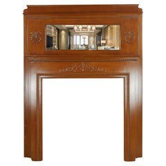 Antique Victorienne cheminée en bois pleine grandeur avec Mirror