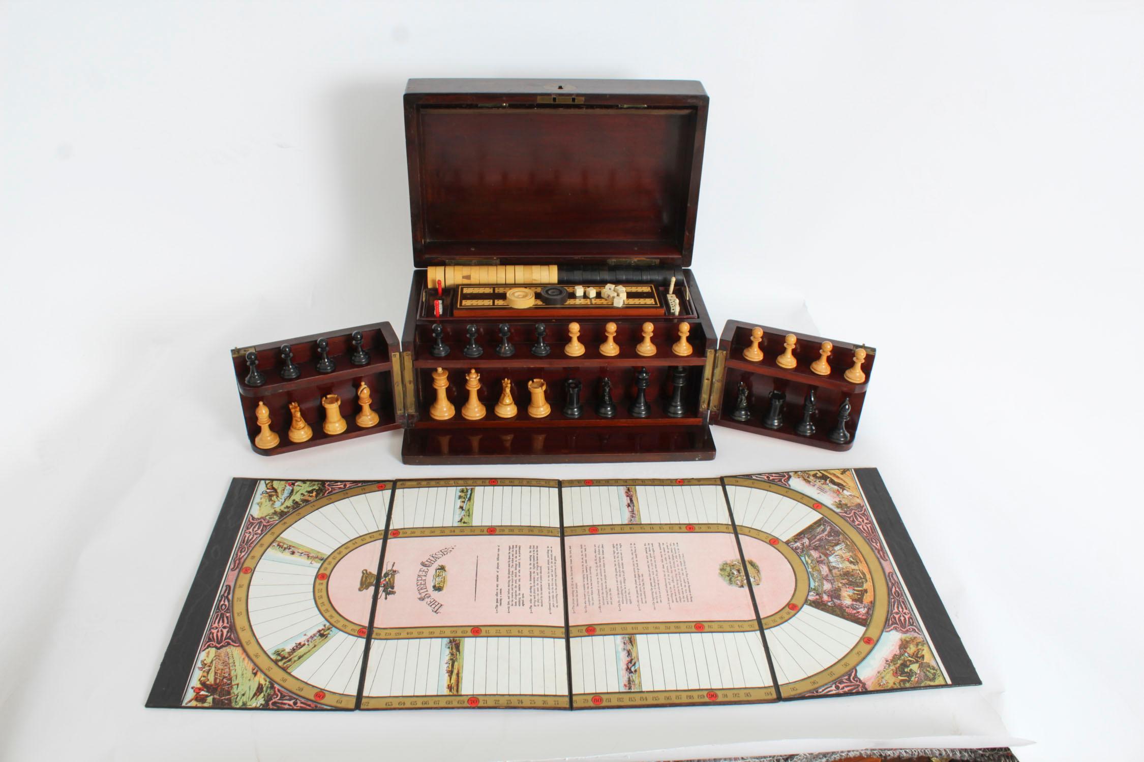 Antique Victorian Fully Fitted Games Compendium Chess Draughts Etc 19th Century For Sale 5