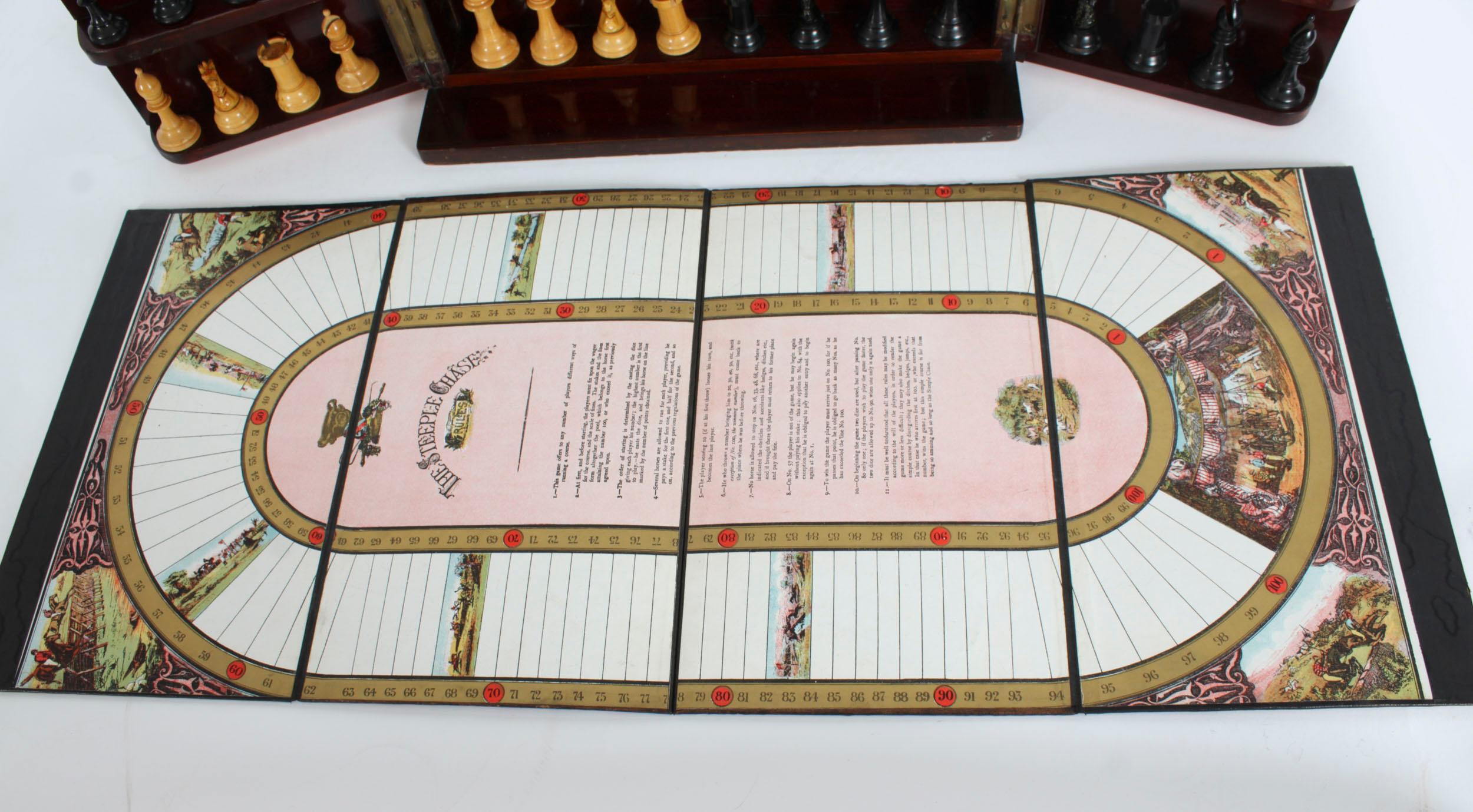 Antique Victorian Fully Fitted Games Compendium Chess Draughts Etc 19th Century For Sale 6