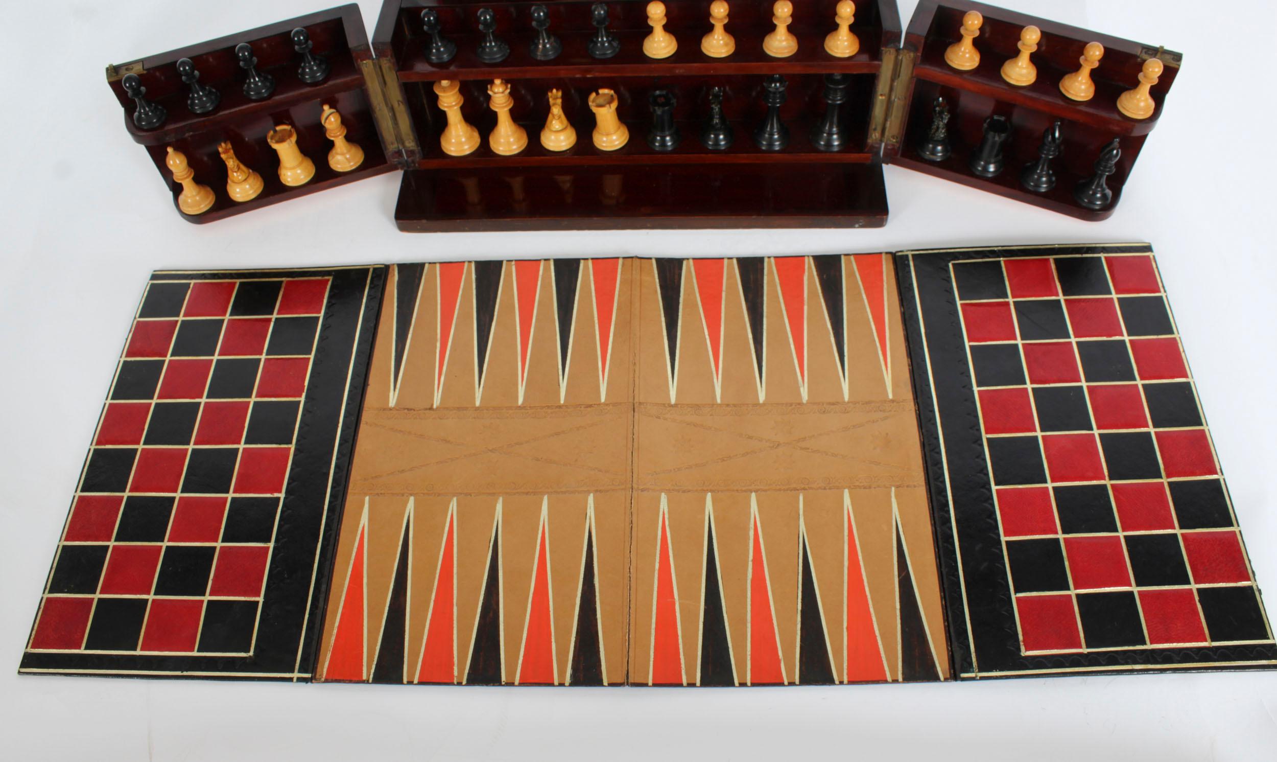 Antique Victorian Fully Fitted Games Compendium Chess Draughts Etc 19th Century For Sale 7