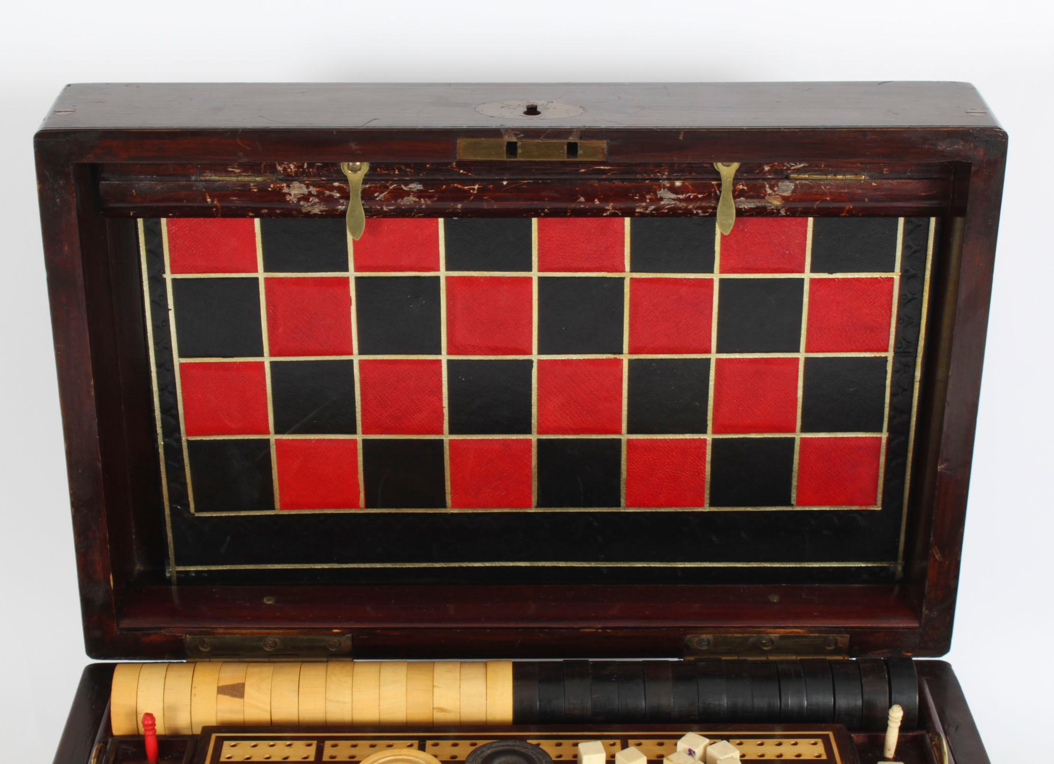 Antique Victorian Fully Fitted Games Compendium Chess Draughts Etc 19th Century For Sale 10