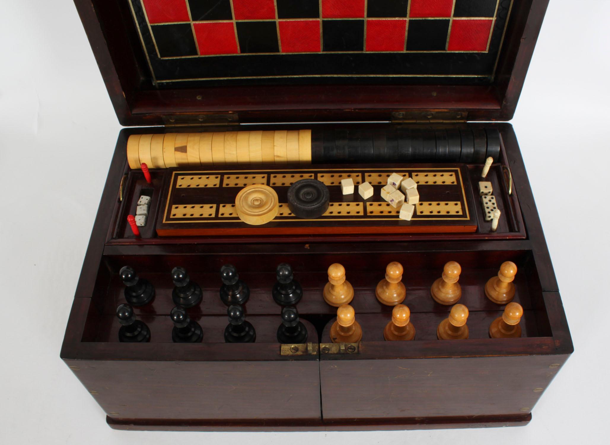 Antique Victorian Fully Fitted Games Compendium Chess Draughts Etc 19th Century For Sale 11
