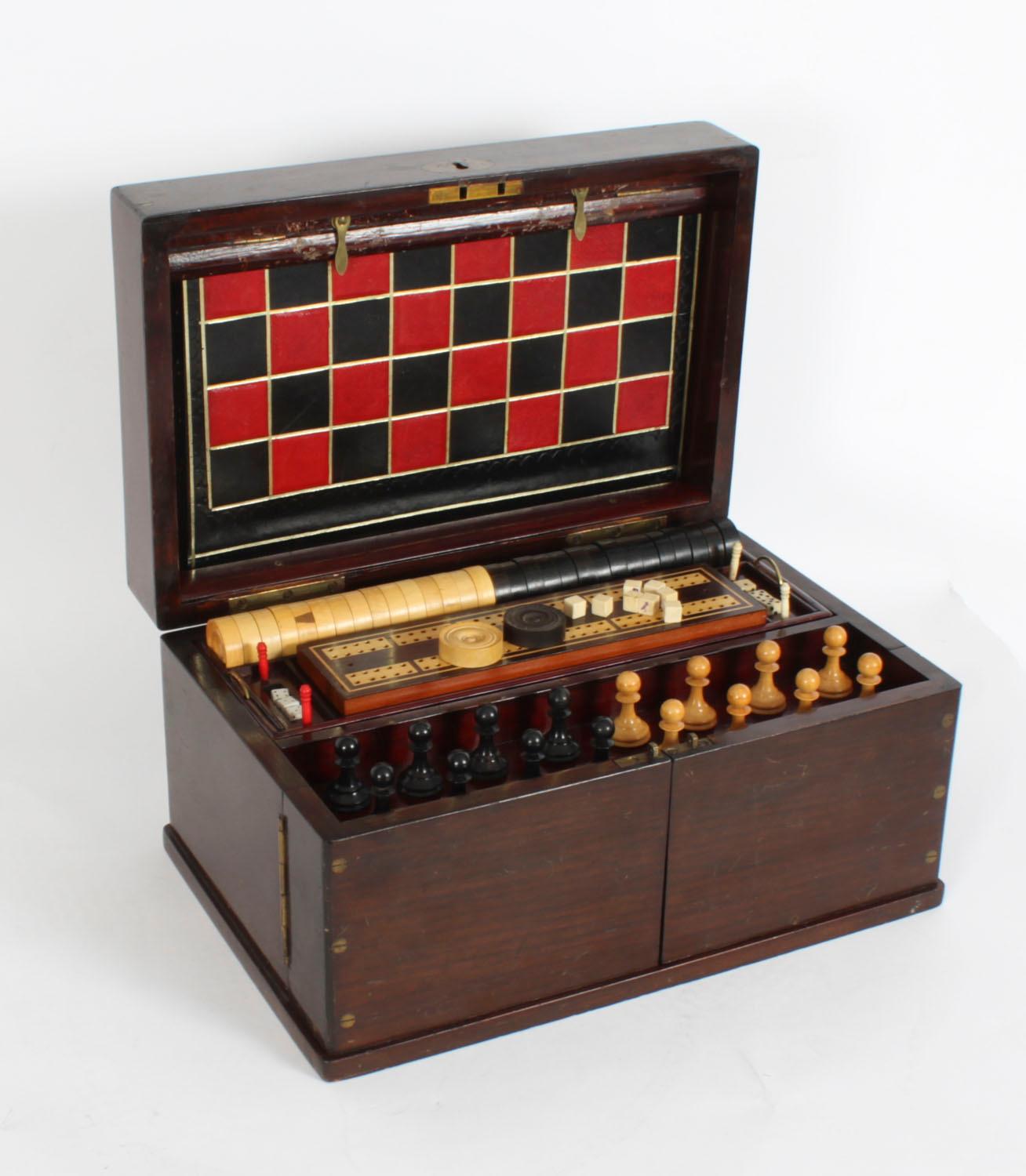 Antique Victorian Fully Fitted Games Compendium Chess Draughts Etc 19th Century For Sale 12