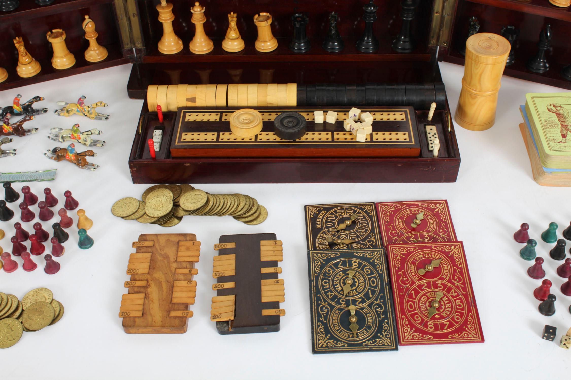 Antique Victorian Fully Fitted Games Compendium Chess Draughts Etc 19th Century For Sale 3