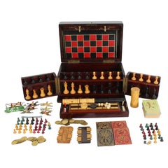 Antique Victorian Fully Fitted Games Compendium Chess Draughts Etc 19th Century