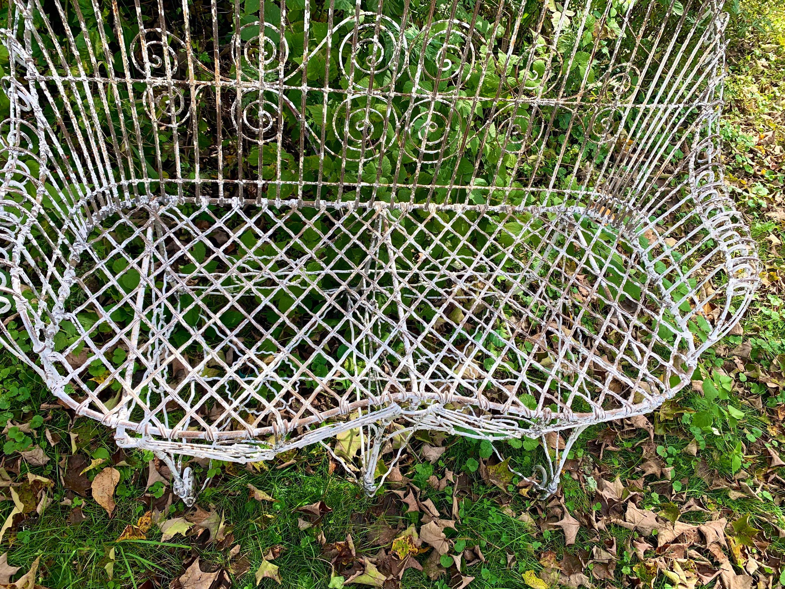 Antique Victorian Garden Loveseat Settee In Distressed Condition In Cumberland, RI