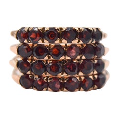 Antique Victorian Garnet 14 Karat Rose Gold Harem Ring