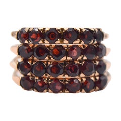 Antique Victorian Garnet 14 Karat Rose Gold Harem Ring