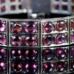 Antique Victorian Garnet Bracelet Silver, circa 1880