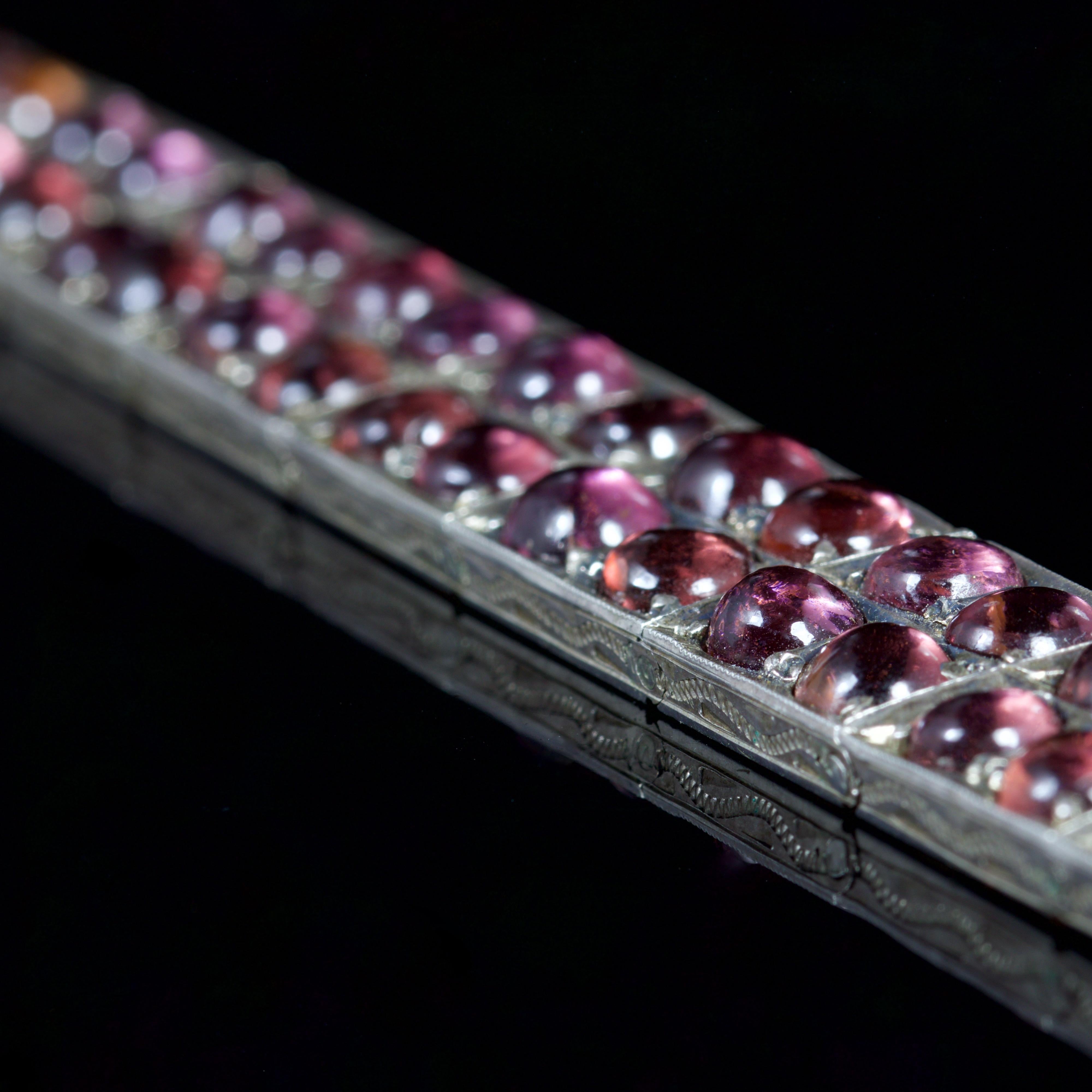 Antique Victorian Garnet Bracelet Silver, circa 1880 For Sale 3