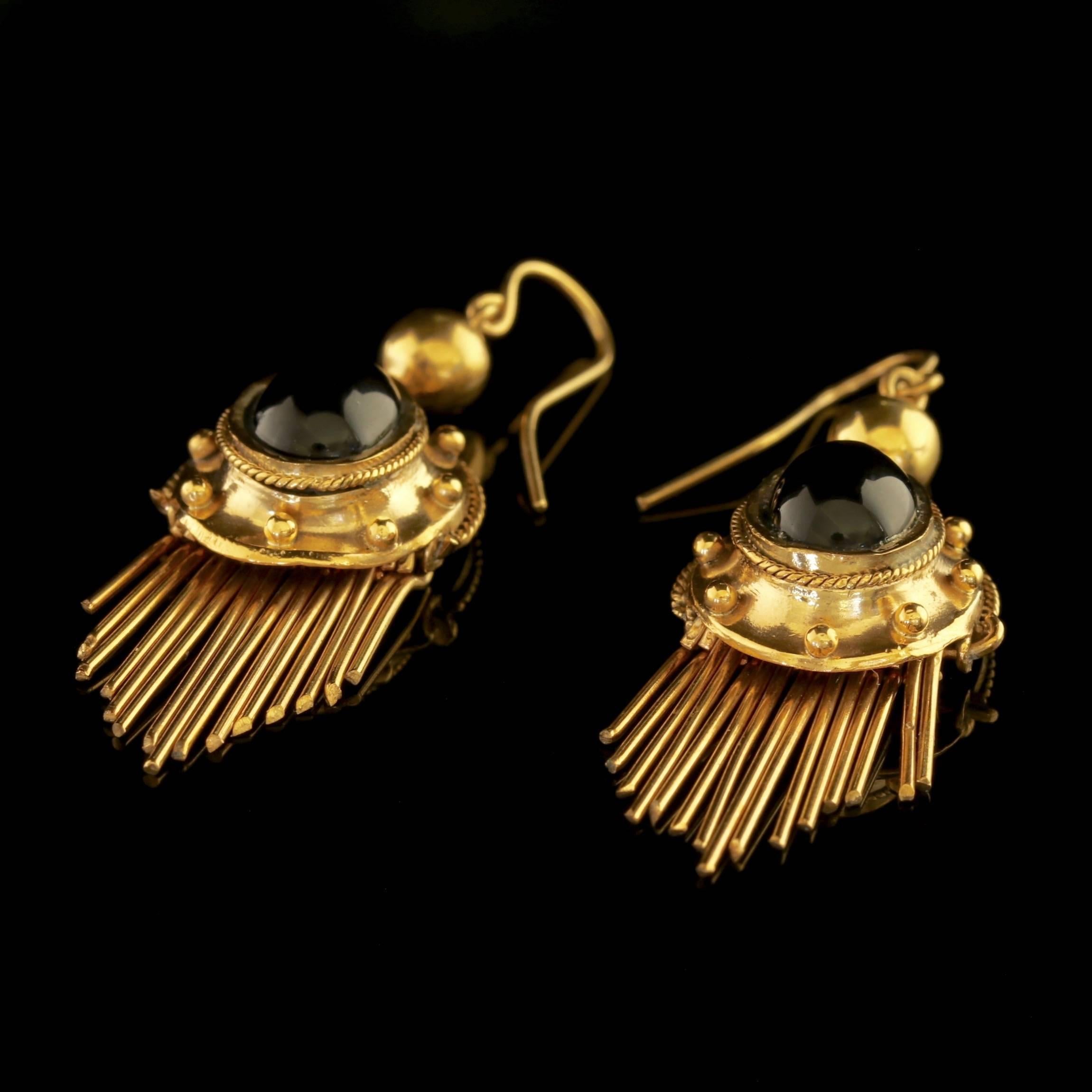 Women's Antique Victorian Garnet Drop Earrings 18 Carat Gold Silver, circa 1900