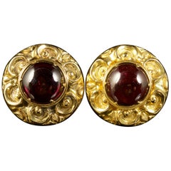 Antique Victorian Garnet Earrings 15 Carat Gold, circa 1900