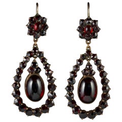Antique Victorian Garnet Earrings 9 Carat Gold, circa 1880