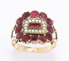 Antique Victorian Garnet, Natural Pearl Ring