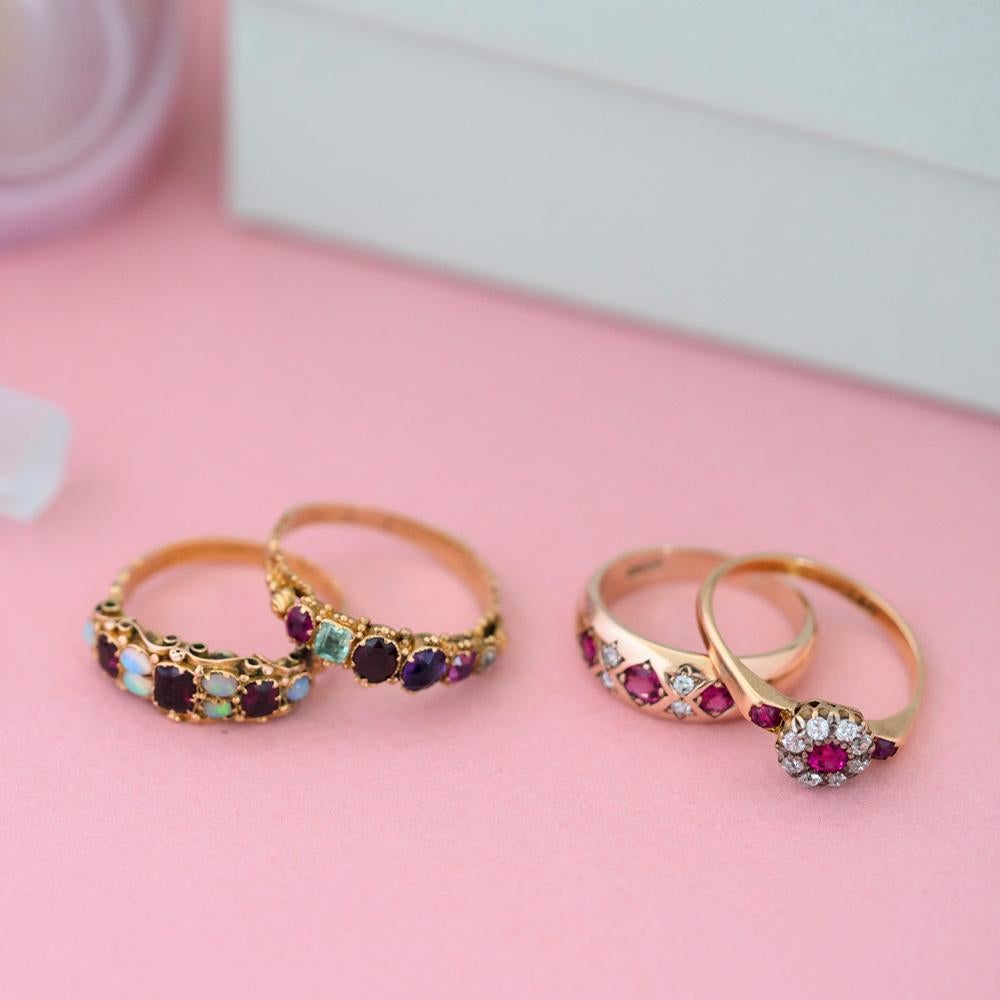 Oval Cut Antique Victorian Garnet Opal 15ct Gold Ring For Sale