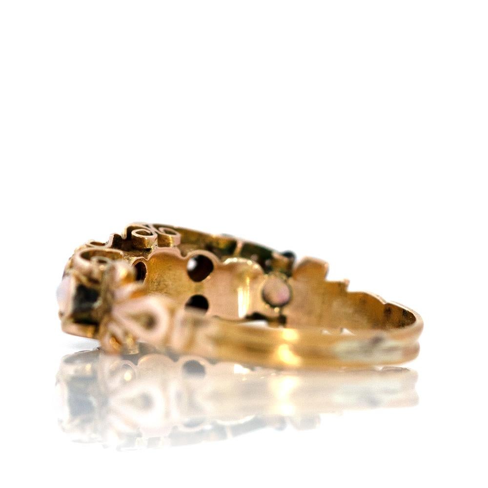 Antique Victorian Garnet Opal 15ct Gold Ring For Sale 3