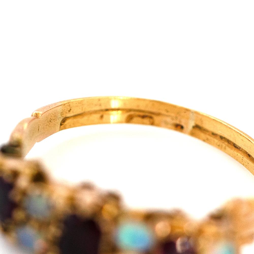 Antique Victorian Garnet Opal 15ct Gold Ring For Sale 4