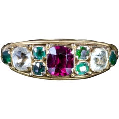 Antique Victorian Garnet Quartz Cluster Ring 15ct Gold Circa 1900