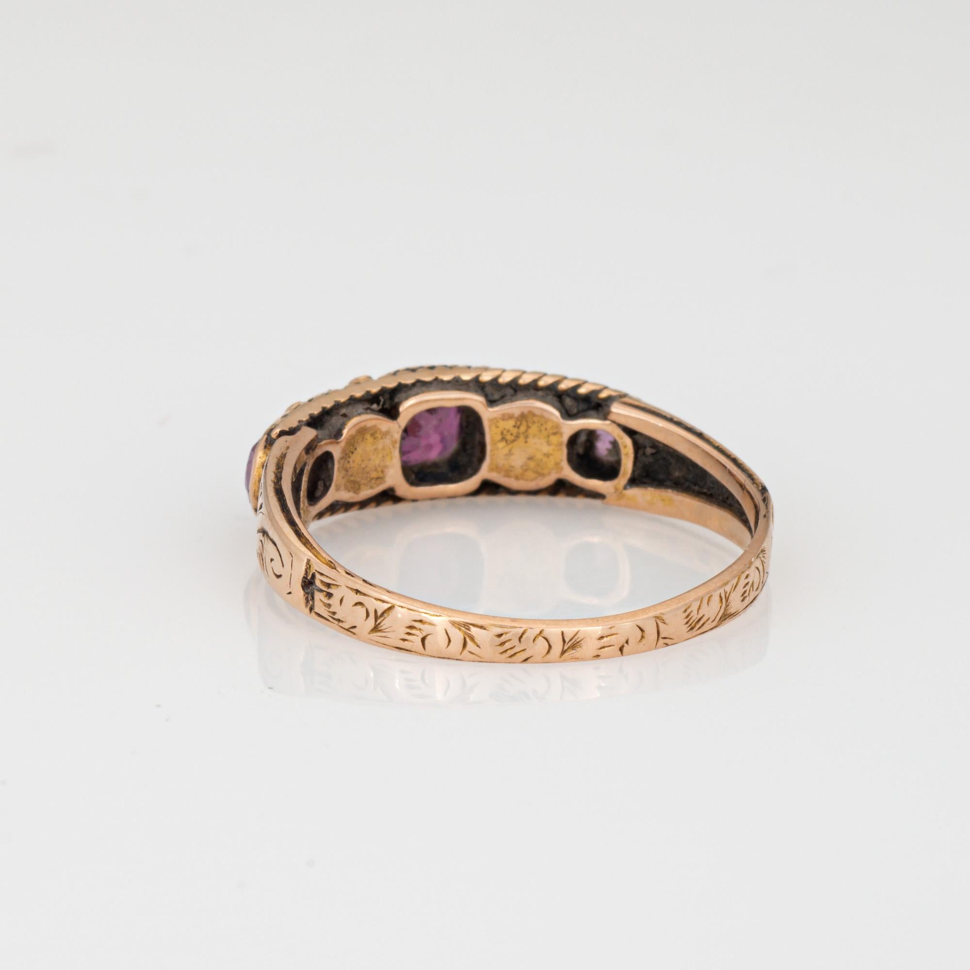 Women's Antique Victorian Garnet Pearl Ring c1848 15k Yellow Gold Sz 5.75 Fine Jewelry