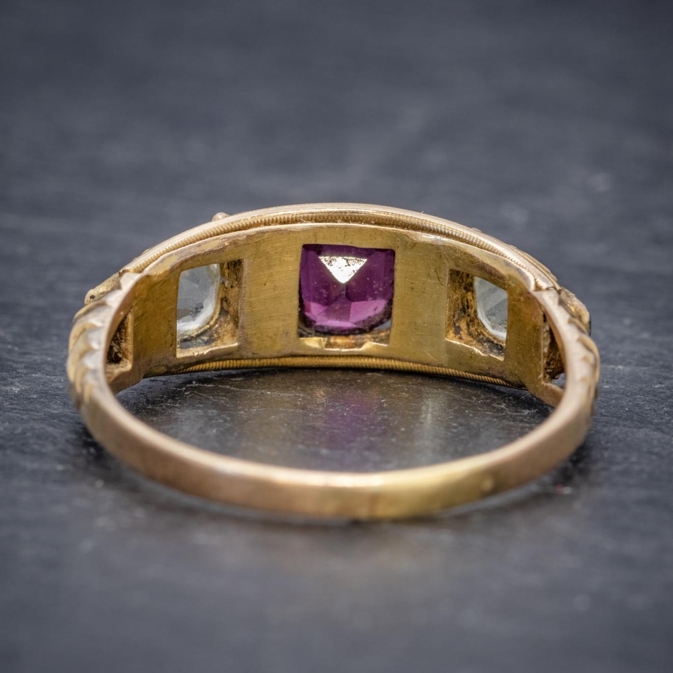 Women's Antique Victorian Garnet Quartz Cluster Ring 15 Carat Gold, circa 1900