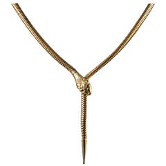 Antique Victorian Garnet Snake Necklace circa 1900 18 Carat Gold Silver