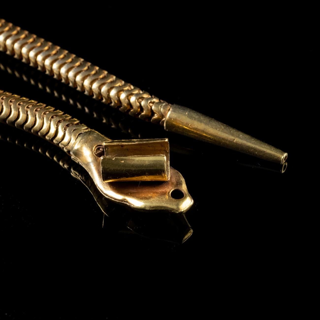 Antique Victorian Garnet Snake Necklace circa 1900 18 Carat Gold Silver 1