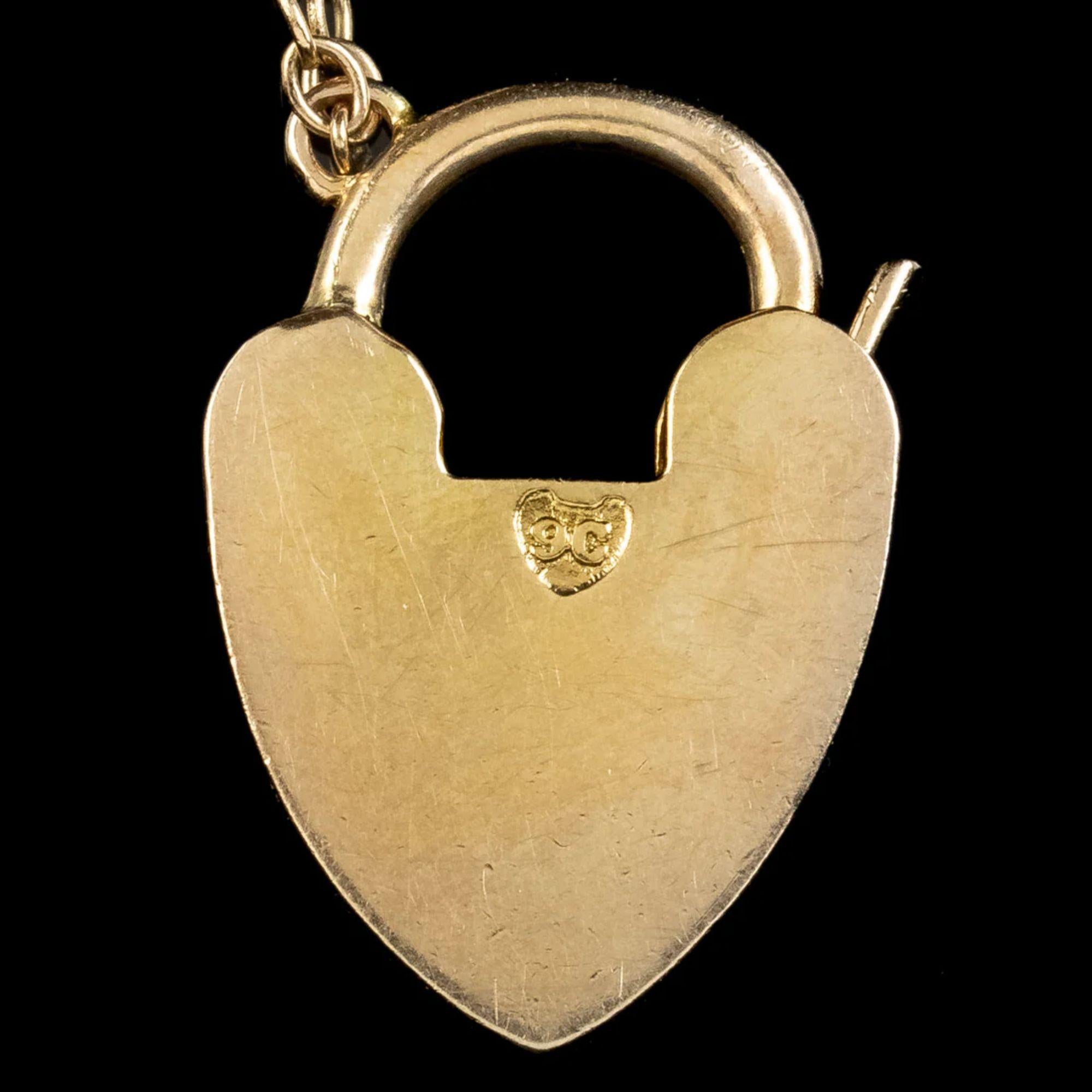 Antikes viktorianisches Torarmband aus 9 Karat Gold mit Herzanhänger, um 1900 im Zustand „Gut“ im Angebot in Kendal, GB