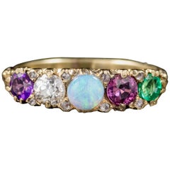 Antique Victorian Gemstone Adore Ring 18 Carat Gold, circa 1900