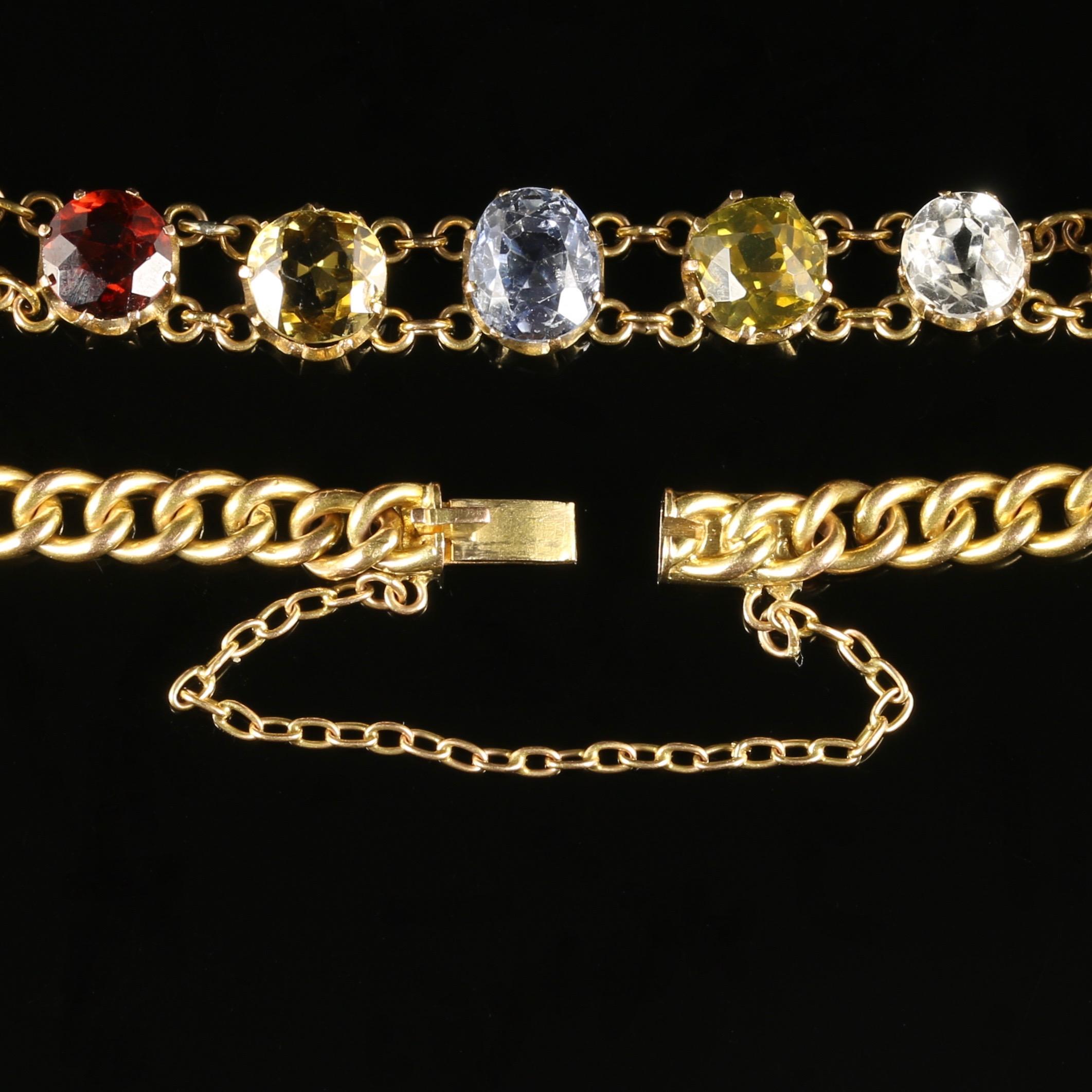 Antique Victorian Gemstone Bracelet 15 Carat Gold, circa 1890 1