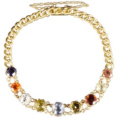 Antique Victorian Gemstone Bracelet 15 Carat Gold, circa 1890