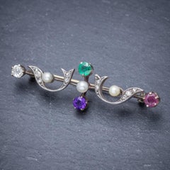 Antique Victorian Gemstone Dearest 18 Carat Gold circa 1900 Boxed Brooch