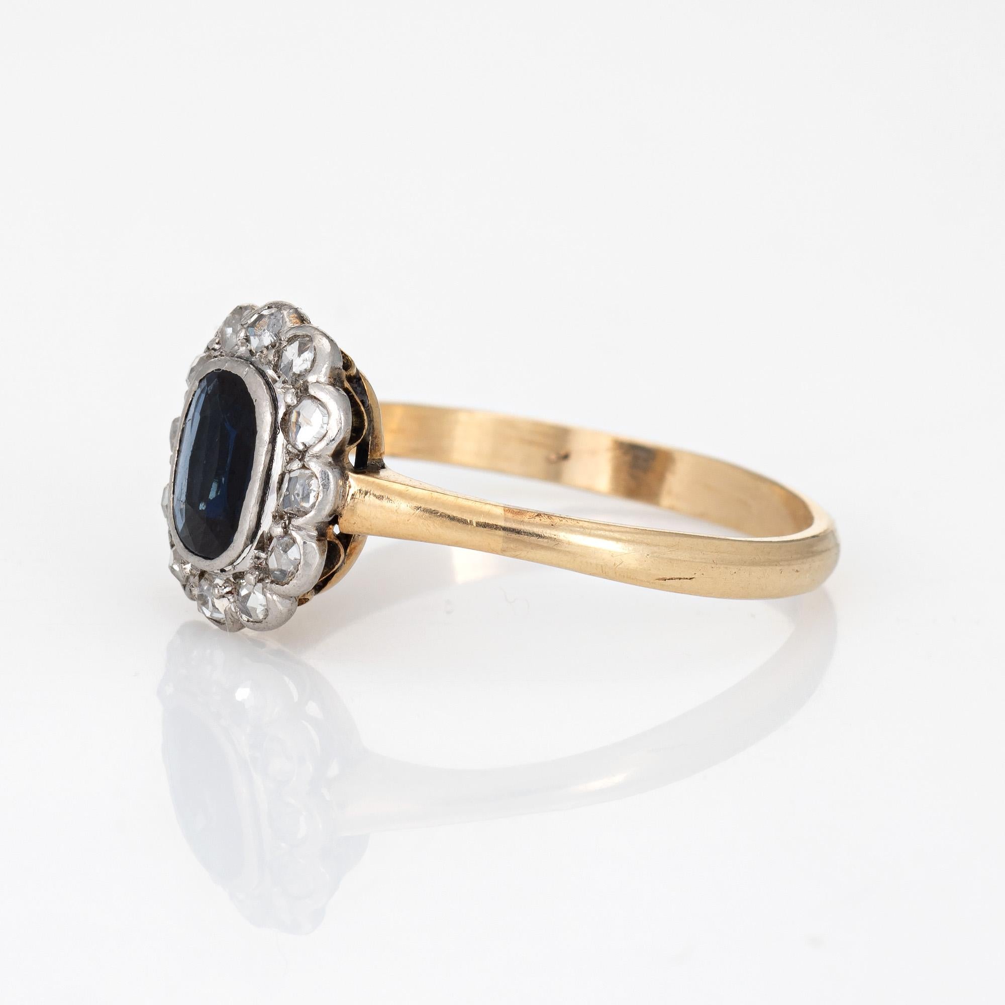 Cushion Cut Antique Victorian Gemstone Engagement Ring Natural Sapphire Diamond Princess