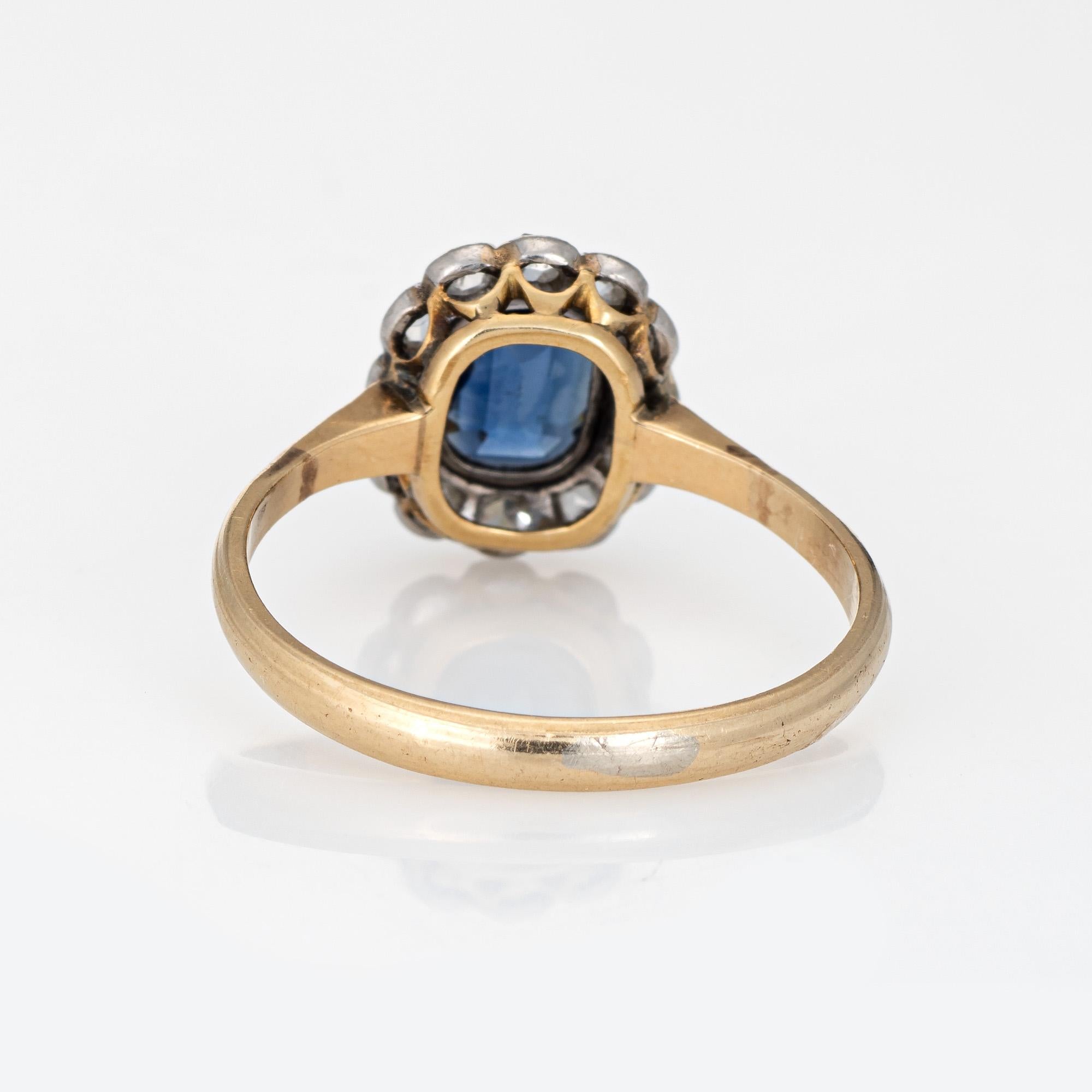 Antique Victorian Gemstone Engagement Ring Natural Sapphire Diamond Princess In Good Condition In Torrance, CA