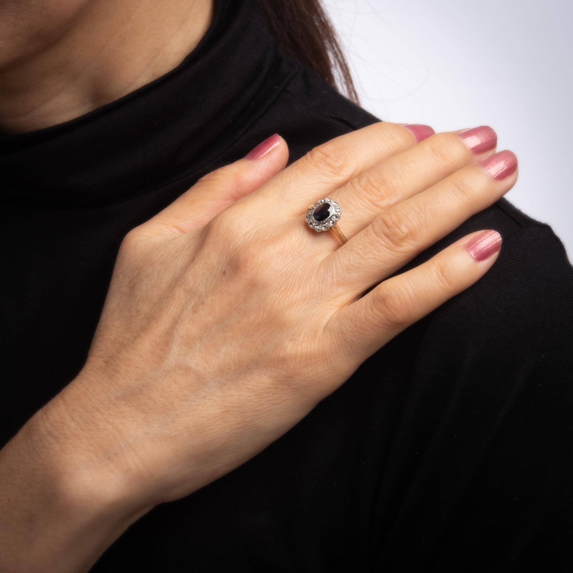 Women's Antique Victorian Gemstone Engagement Ring Natural Sapphire Diamond Princess