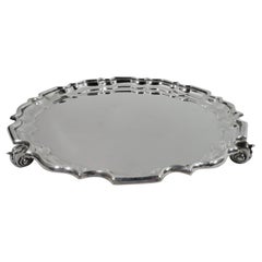Antique Victorian Georgian Piecrust Salver Tray by New York Maker
